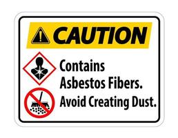 Varningsetiketten innehåller asbestfibrer, undvik att skapa damm vektor