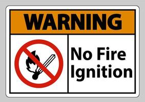 varning ingen brandantändningssymbol tecken på vit bakgrund vektor