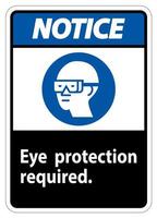 varningstecken ögonskydd krävs symbol isolera på vit bakgrund vektor