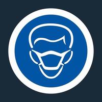 ppe icon.wear Maske Symbol Zeichen auf schwarzem Hintergrund vektor