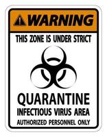 varning karantän infektiöst virusområde tecken isolera på vit bakgrund, vektor illustration eps.10