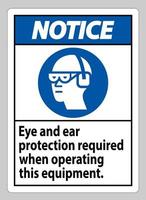märk ögon- och hörselskydd som krävs vid användning av denna utrustning vektor