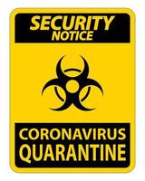 Sicherheitshinweis Coronavirus-Quarantäneschild isolieren auf weißem Hintergrund, Vektorillustration eps.10 vektor