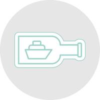 fartyg i en flaska linje klistermärke Flerfärgad ikon vektor