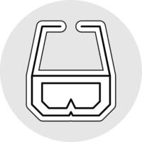 3d glasögon linje klistermärke Flerfärgad ikon vektor