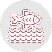 fisk linje klistermärke Flerfärgad ikon vektor