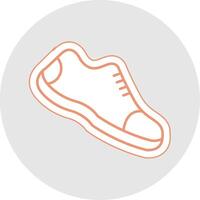 löpning skor linje klistermärke Flerfärgad ikon vektor