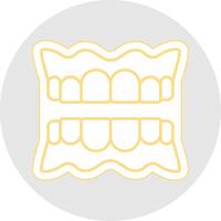 tandprotes linje klistermärke Flerfärgad ikon vektor