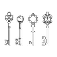 Vintage Schlösser Schlüssel skizzieren Schlüsselloch viktorianischen Stil Vorhängeschloss vektor