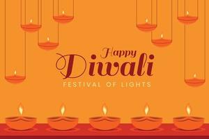 Tapete des Diwali-Festivals mit Diya der Lichter. vektor