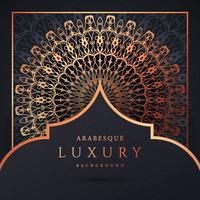 Luxus-Mandala-Hintergrund mit goldener Arabeskenmuster-Goldfarbe. Ornament elegante Einladung Hochzeitskarte, einladen, Arabeskenmuster, islamisch, Hintergrund Cover Banner Illustration Vektordesign vektor