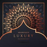 Luxus-Mandala-Hintergrund mit goldener Arabeskenmuster-Goldfarbe. Ornament elegante Einladung Hochzeitskarte, einladen, Arabeskenmuster, islamisch, Hintergrund Cover Banner Illustration Vektordesign vektor