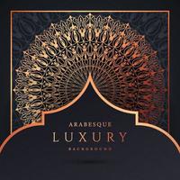 Luxus-Mandala-Hintergrund mit goldener Arabeskenmuster-Goldfarbe. Ornament elegante Einladung Hochzeitskarte, einladen, Arabeskenmuster, islamisch, Hintergrund Cover Banner Illustration Vektordesign vektor