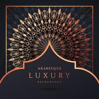 Luxus-Mandala-Hintergrund mit goldener Arabeskenmuster-Goldfarbe. Ornament elegante Einladung Hochzeitskarte, einladen, Arabeskenmuster, islamisch, Hintergrund Cover Banner Illustration Vektordesign vektor