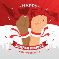 indonesischer Sumpf Pemuda Tag Illustration Hintergrunddesign. indonesischer sumpah pemuda tag 28. oktober vektor