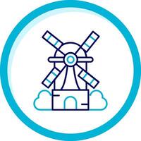 Windmühle zwei Farbe Blau Kreis Symbol vektor