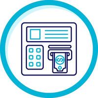 Geldautomat Maschine zwei Farbe Blau Kreis Symbol vektor