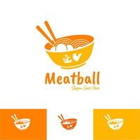 leckere Bakso Frikadelle und Nudel Ramen Samyang Restaurant Schüssel Essstäbchen Löffel Logo mit Hühnerfleisch Mangkuk Ayam Symbol Symbol Illustration vektor