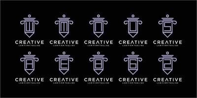 uppsättning av kreativa penna advokatbyrå logotyp designkoncept vektor