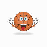 Basketball-Maskottchen-Charakter mit lachendem Ausdruck und klebender Zunge. Vektor-Illustration vektor