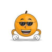 orange maskot karaktär med solglasögon. vektor illustration