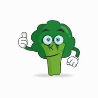 broccoli maskot karaktär med tummen upp ta upp. vektor illustration