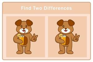 söt hund seriefigur. hitta skillnader. pedagogiskt spel för barn. tecknad vektorillustration vektor