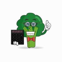 broccolimaskotkaraktären blir revisor. vektor illustration