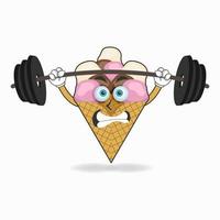 Eis-Maskottchen-Charakter mit Fitnessgeräten. Vektor-Illustration vektor