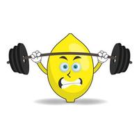 Zitronen-Maskottchen-Charakter mit Fitnessgeräten. Vektor-Illustration vektor