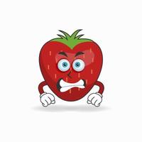 Erdbeer-Maskottchen-Charakter mit wütendem Ausdruck. Vektor-Illustration vektor