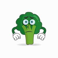 broccoli maskot karaktär med sorgligt uttryck. vektor illustration