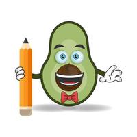 Avocado-Maskottchen-Charakter, der einen Bleistift hält. Vektor-Illustration vektor