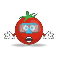 Der Tomaten-Maskottchen-Charakter taucht. Vektor-Illustration vektor