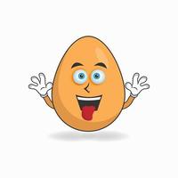 ägg maskot karaktär med skrattande uttryck och stickande tunga. vektor illustration