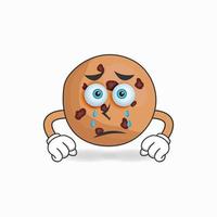 Cookies-Maskottchen-Charakter mit traurigem Ausdruck. Vektor-Illustration vektor