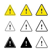 Ausrufezeichen des Warnsymbols. dreieckige Warnsymbole mit Ausrufezeichen. Vorsicht Alarm eingestellt, Gefahrenzeichensammlung, Aufmerksamkeitsvektorsymbol vektor