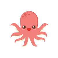 söt tecknad rosa bläckfisk illustration vektor