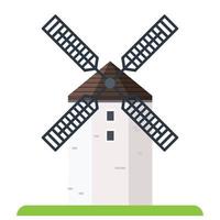 Cartoon alten Stil Landschaft Windmühle vektor