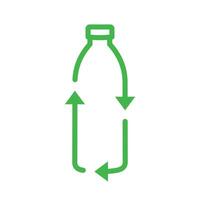 återvinna plast logotyp ikon, pilar sällskapsdjur flaska form återvinning tecken vektor