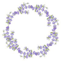 krans av lavendel- blommor. element av lila delikat blommor för din design. vektor illustration isolerat på vit bakgrund.