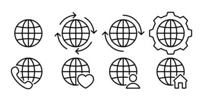 Erde Globus Symbole Satz. Vektor Symbole