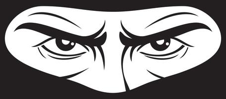 ninja mask svart och vit. krigare ikon. vektor illustration.