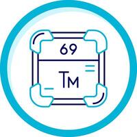 thulium två Färg blå cirkel ikon vektor