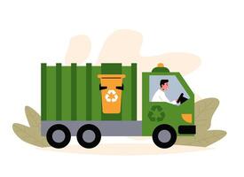 Lader Transportieren Müll. Hilfe Planet, Grün Umgebung Konzept vektor