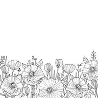 lyxig botanisk bakgrund med trendiga vilda blommor och minimalistiska blommor för väggdekoration eller bröllop. handritad linje ört, eleganta blad för inbjudan spara datumet kort. botanisk rustik vektor