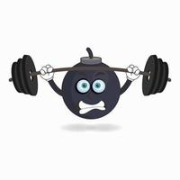 Boom-Maskottchen-Charakter mit Fitnessgeräten. Vektor-Illustration vektor