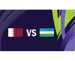 qatar och uzbekistan flaggor match asiatisk nationer 2023 emblem lag länder asiatisk fotboll symbol logotyp design vektor illustration