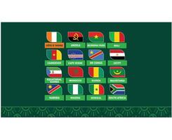 Flaggen Emblem afrikanisch Nationen 2023 Teams Länder afrikanisch Fußball Symbol Logo Design Vektor Illustration