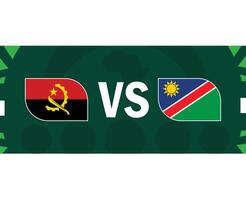 angola och namibia flagga match afrikansk nationer 2023 emblem lag länder afrikansk fotboll symbol logotyp design vektor illustration